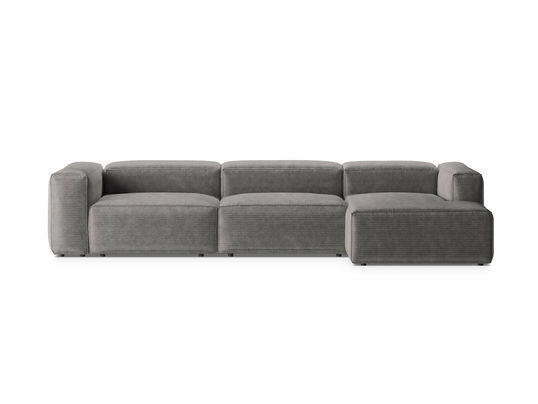 Coltar dreapta 4 locuri, Bergamo, Cosmopolitan Design, 344x152x70 cm, catifea chenille raiata, gri deschis