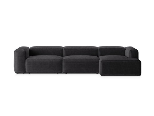 Coltar dreapta 4 locuri, Bergamo, Cosmopolitan Design, 344x152x70 cm, catifea chenille raiata, gri