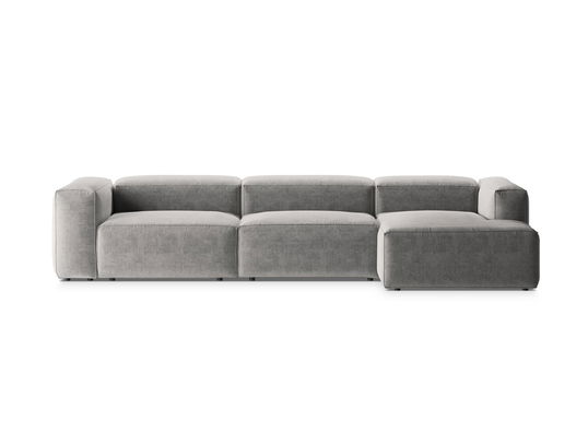 Coltar dreapta 4 locuri, Bergamo, Cosmopolitan Design, 344x152x70 cm, tesatura structurata, gri deschis
