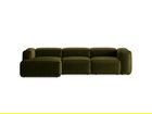 Coltar stanga 3 locuri, Bergamo, Cosmopolitan Design, 304x152x70 cm, catifea chenille raiata, verde