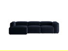 Coltar stanga 3 locuri, Bergamo, Cosmopolitan Design, 304x152x70 cm, catifea chenille raiata, albastru navy