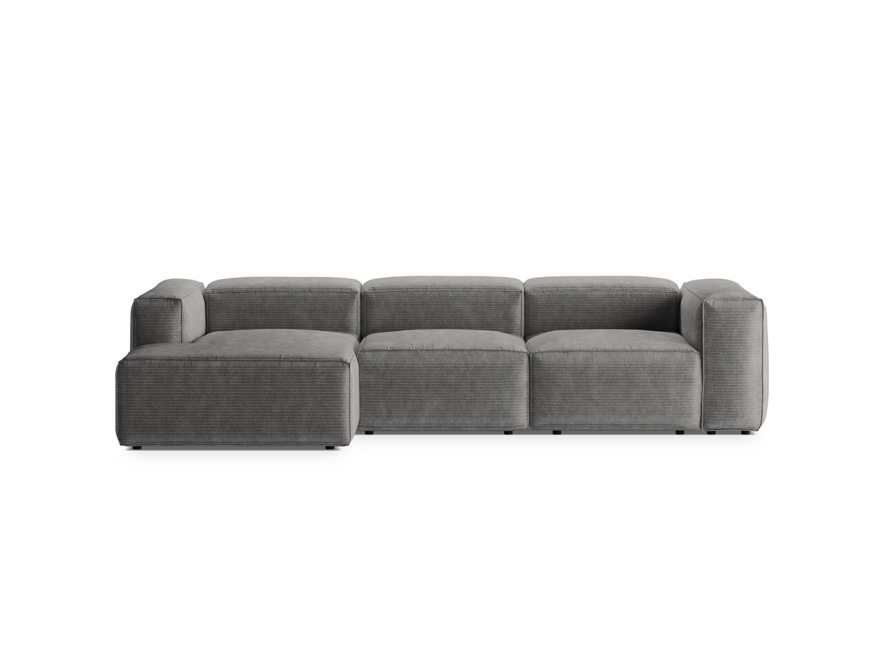 Coltar stanga 3 locuri, Bergamo, Cosmopolitan Design, 304x152x70 cm, catifea chenille raiata, gri deschis