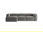 Coltar stanga 3 locuri, Bergamo, Cosmopolitan Design, 304x152x70 cm, catifea chenille raiata, gri deschis