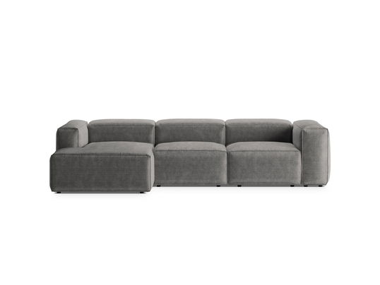 Coltar stanga 3 locuri, Bergamo, Cosmopolitan Design, 304x152x70 cm, catifea chenille raiata, gri deschis