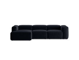 Coltar stanga 3 locuri, Bergamo, Cosmopolitan Design, 304x152x70 cm, tesatura structurata, albastru navy