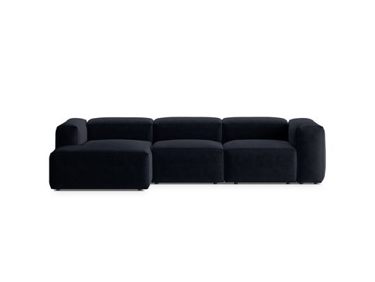 Coltar stanga 3 locuri, Bergamo, Cosmopolitan Design, 304x152x70 cm, tesatura structurata, albastru navy