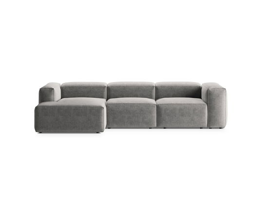 Coltar stanga 3 locuri, Bergamo, Cosmopolitan Design, 304x152x70 cm, tesatura structurata, gri deschis