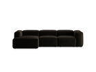 Coltar stanga 3 locuri, Bergamo, Cosmopolitan Design, 304x152x70 cm, tesatura structurata, negru