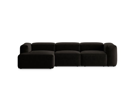 Coltar stanga 3 locuri, Bergamo, Cosmopolitan Design, 304x152x70 cm, tesatura structurata, negru