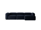 Coltar dreapta 3 locuri, Bergamo, Cosmopolitan Design, 304x152x70 cm, catifea chenille raiata, albastru navy