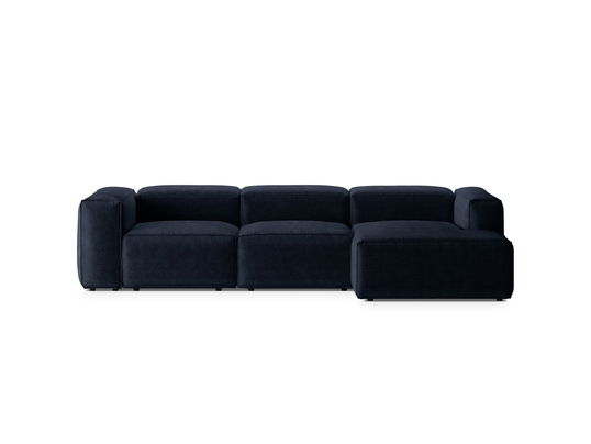 Coltar dreapta 3 locuri, Bergamo, Cosmopolitan Design, 304x152x70 cm, catifea chenille raiata, albastru navy