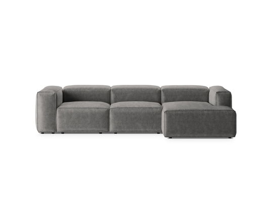 Coltar dreapta 3 locuri, Bergamo, Cosmopolitan Design, 304x152x70 cm, catifea chenille raiata, gri deschis