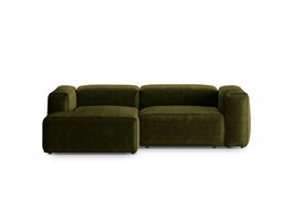 Coltar stanga 2 locuri, Bergamo, Cosmopolitan Design, 244x152x70 cm, catifea chenille raiata, verde