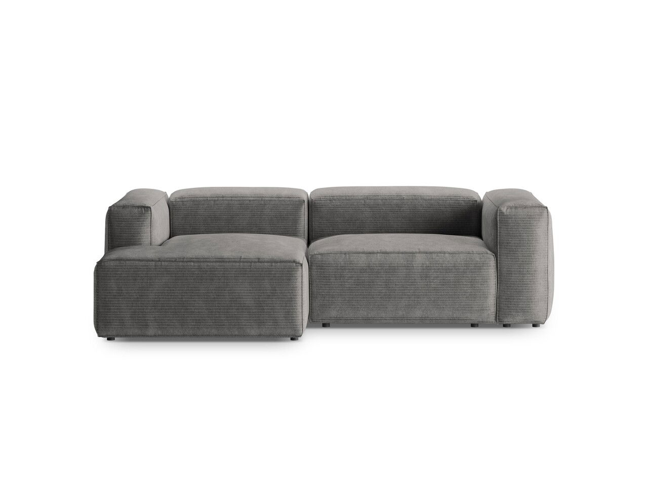 Coltar stanga 2 locuri, Bergamo, Cosmopolitan Design, 244x152x70 cm, catifea chenille raiata, gri deschis