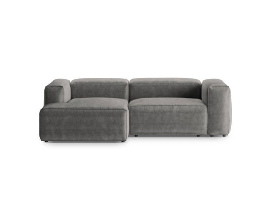 Coltar stanga 2 locuri, Bergamo, Cosmopolitan Design, 244x152x70 cm, catifea chenille raiata, gri deschis