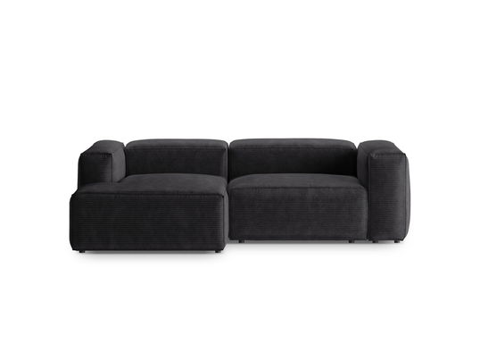 Coltar stanga 2 locuri, Bergamo, Cosmopolitan Design, 244x152x70 cm, catifea chenille raiata, gri