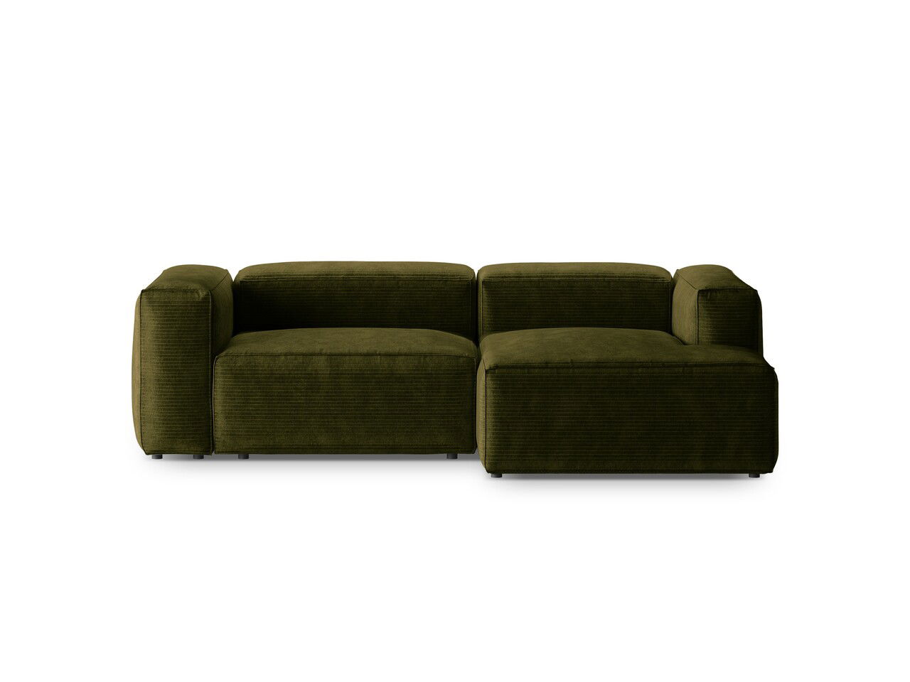 Coltar dreapta 2 locuri, Bergamo, Cosmopolitan Design, 244x152x70 cm, catifea chenille raiata, verde