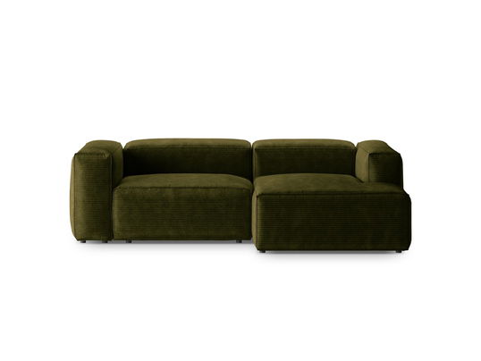 Coltar dreapta 2 locuri, Bergamo, Cosmopolitan Design, 244x152x70 cm, catifea chenille raiata, verde