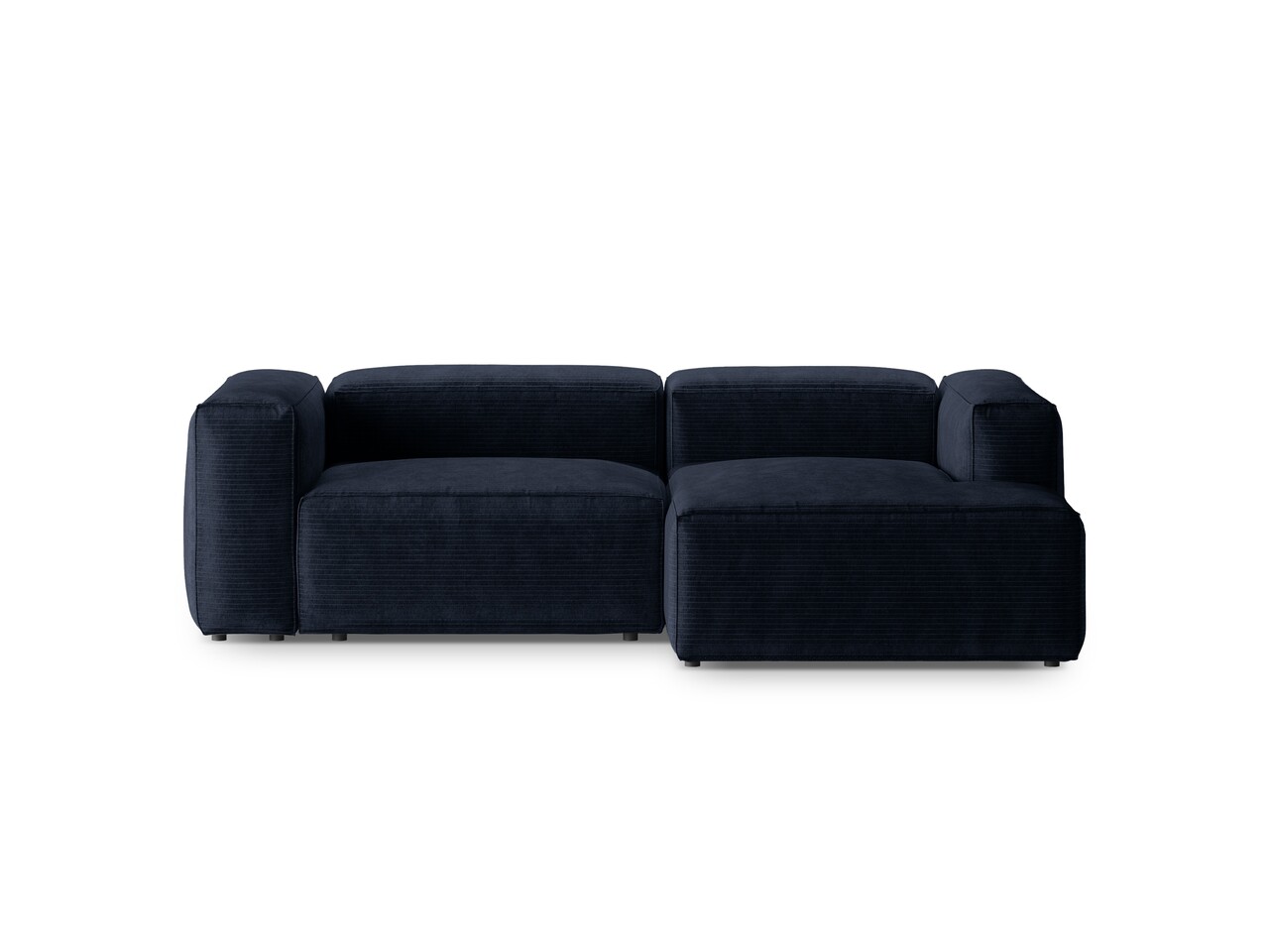 Coltar dreapta 2 locuri, Bergamo, Cosmopolitan Design, 244x152x70 cm, catifea chenille raiata, albastru navy