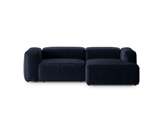 Coltar dreapta 2 locuri, Bergamo, Cosmopolitan Design, 244x152x70 cm, catifea chenille raiata, albastru navy
