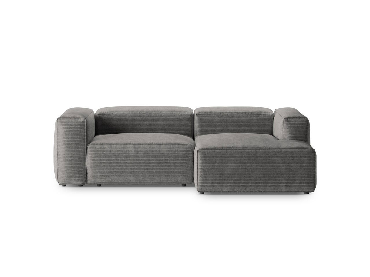 Coltar dreapta 2 locuri, Bergamo, Cosmopolitan Design, 244x152x70 cm, catifea chenille raiata, gri deschis