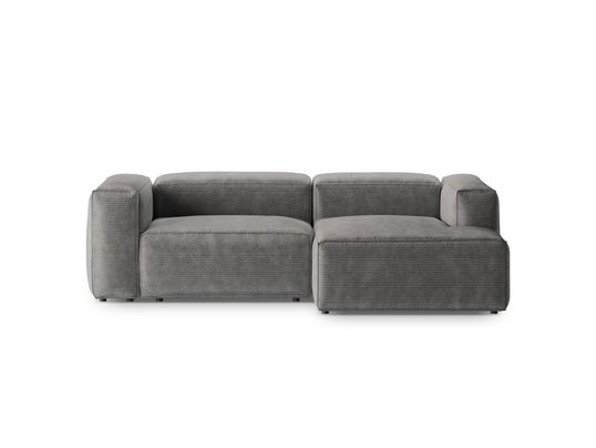 Coltar dreapta 2 locuri, Bergamo, Cosmopolitan Design, 244x152x70 cm, catifea chenille raiata, gri deschis