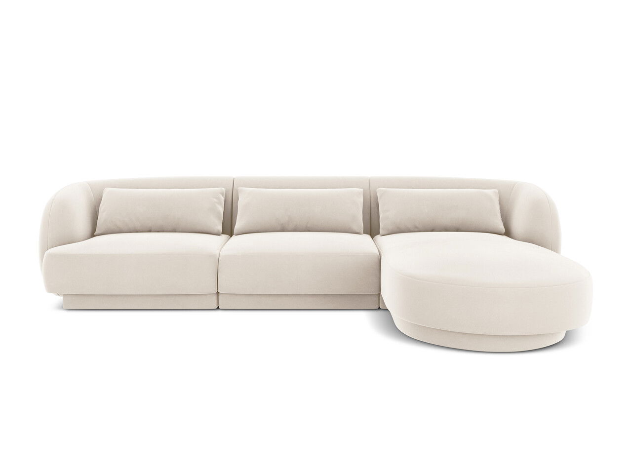 Coltar dreapta 4 locuri, Tulum, Cosmopolitan Design, 255x156x70 cm, catifea, bej deschis