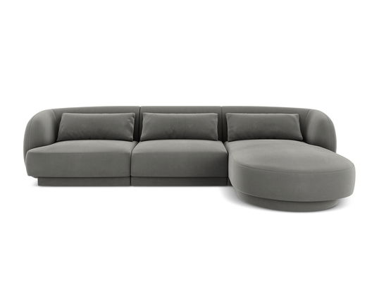 Coltar dreapta 4 locuri, Tulum, Cosmopolitan Design, 255x156x70 cm, catifea, gri deschis