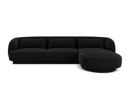 Coltar dreapta 4 locuri, Tulum, Cosmopolitan Design, 255x156x70 cm, catifea, negru