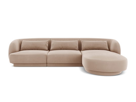 Coltar dreapta 4 locuri, Tulum, Cosmopolitan Design, 255x156x70 cm, catifea, bej