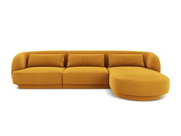 Coltar dreapta 4 locuri, Tulum, Cosmopolitan Design, 255x156x70 cm, catifea, galben
