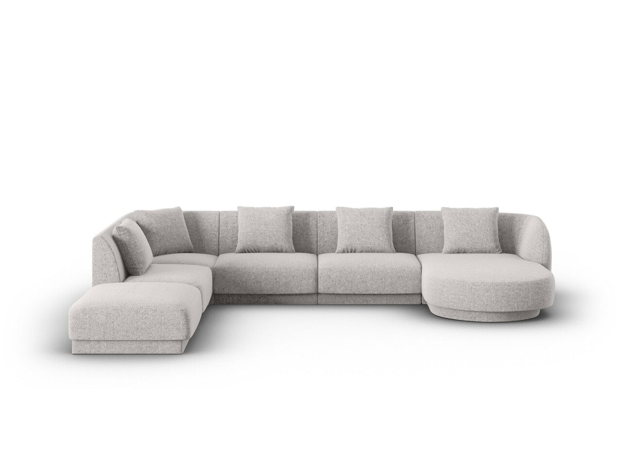 Coltar panoramic stanga 6 locuri, Tulum, Cosmopolitan Design, 330x255x70 cm, tesatura chenille, gri deschis