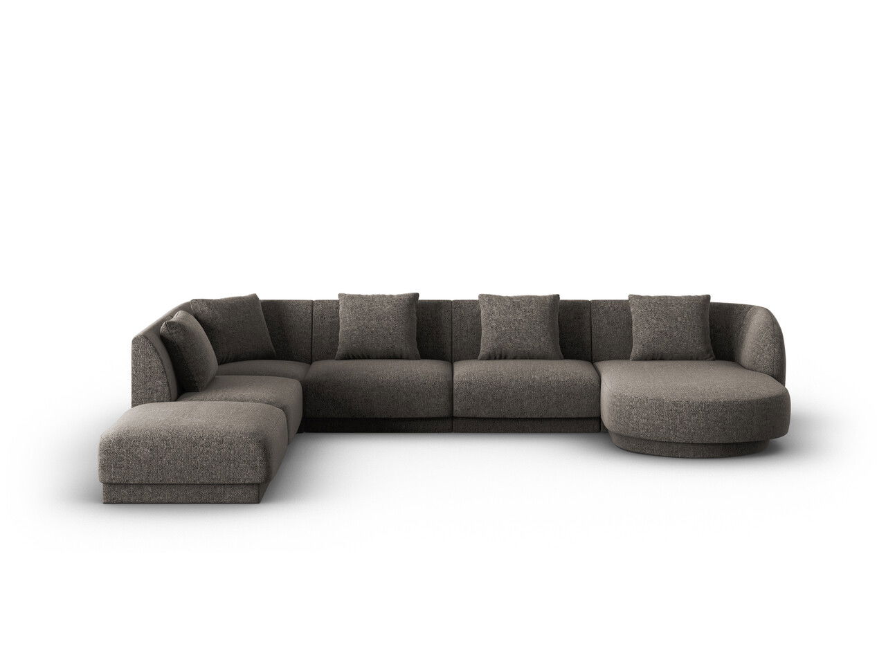 Coltar panoramic stanga 6 locuri, Tulum, Cosmopolitan Design, 330x255x70 cm, tesatura chenille, gri