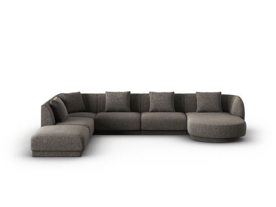 Coltar panoramic stanga 6 locuri, Tulum, Cosmopolitan Design, 330x255x70 cm, tesatura chenille, gri