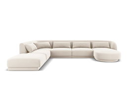 Coltar panoramic stanga 6 locuri, Tulum, Cosmopolitan Design, 330x255x70 cm, catifea, bej deschis