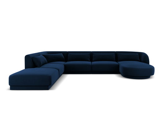 Coltar panoramic stanga 6 locuri, Tulum, Cosmopolitan Design, 330x255x70 cm, catifea, albastru regal