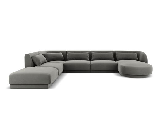 Coltar panoramic stanga 6 locuri, Tulum, Cosmopolitan Design, 330x255x70 cm, catifea, gri deschis