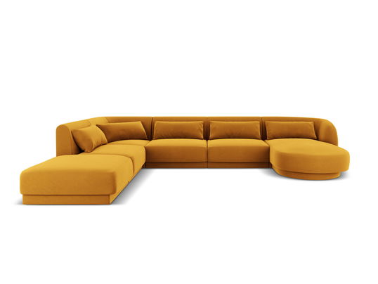 Coltar panoramic stanga 6 locuri, Tulum, Cosmopolitan Design, 330x255x70 cm, catifea, galben