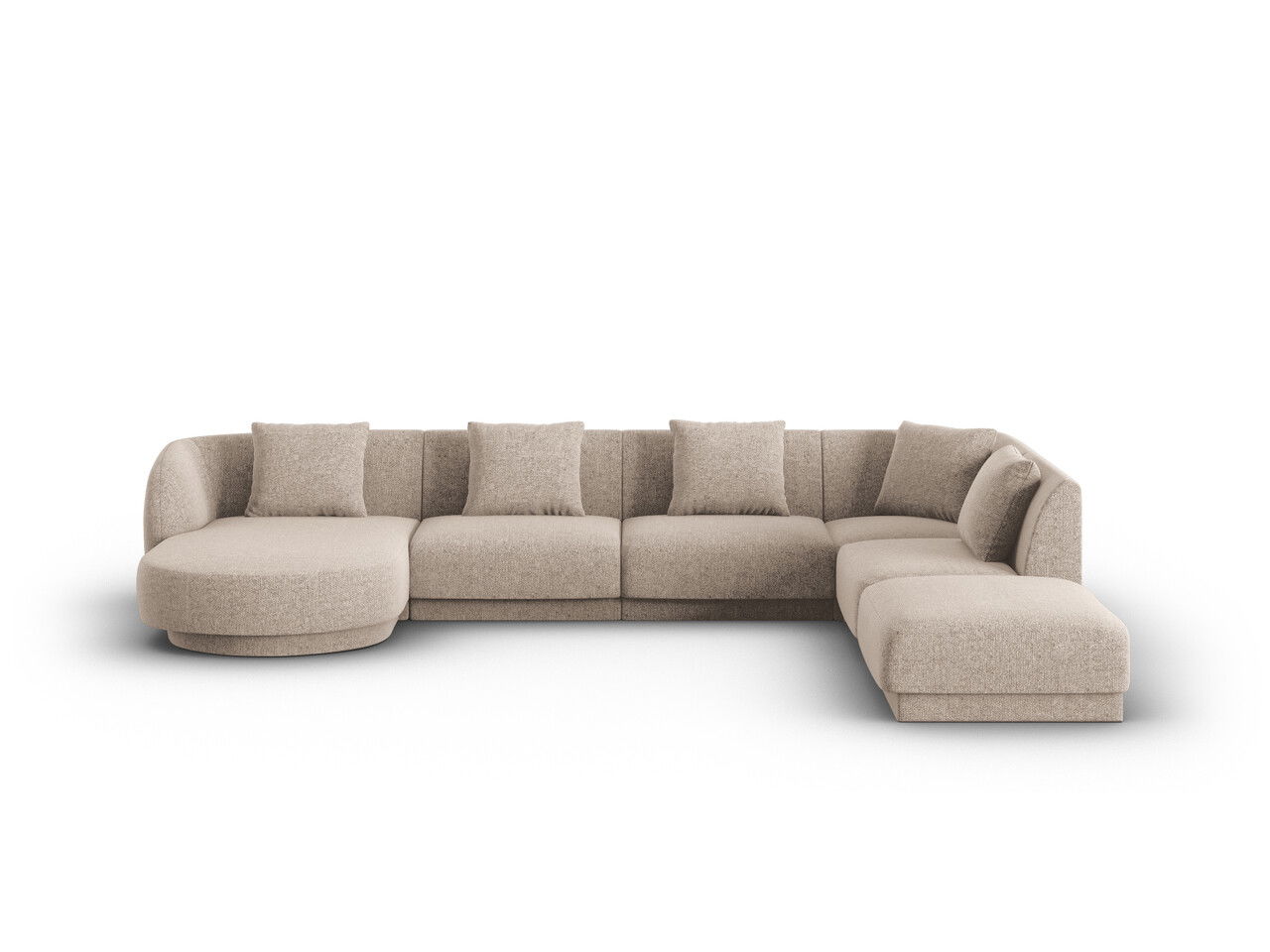 Coltar panoramic dreapta 6 locuri, Tulum, Cosmopolitan Design, 330x255x70 cm, tesatura chenille, bej