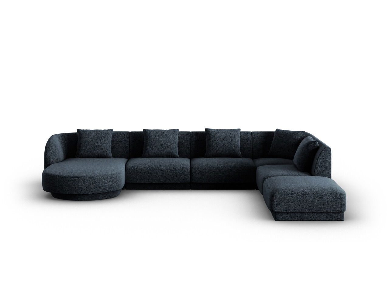 Coltar panoramic dreapta 6 locuri, Tulum, Cosmopolitan Design, 330x255x70 cm, tesatura chenille, albastru regal