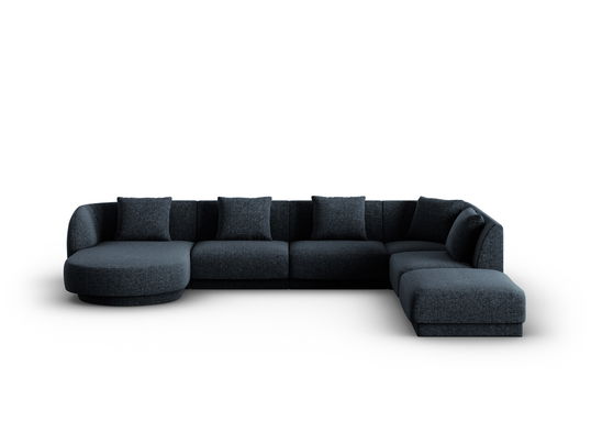 Coltar panoramic dreapta 6 locuri, Tulum, Cosmopolitan Design, 330x255x70 cm, tesatura chenille, albastru regal