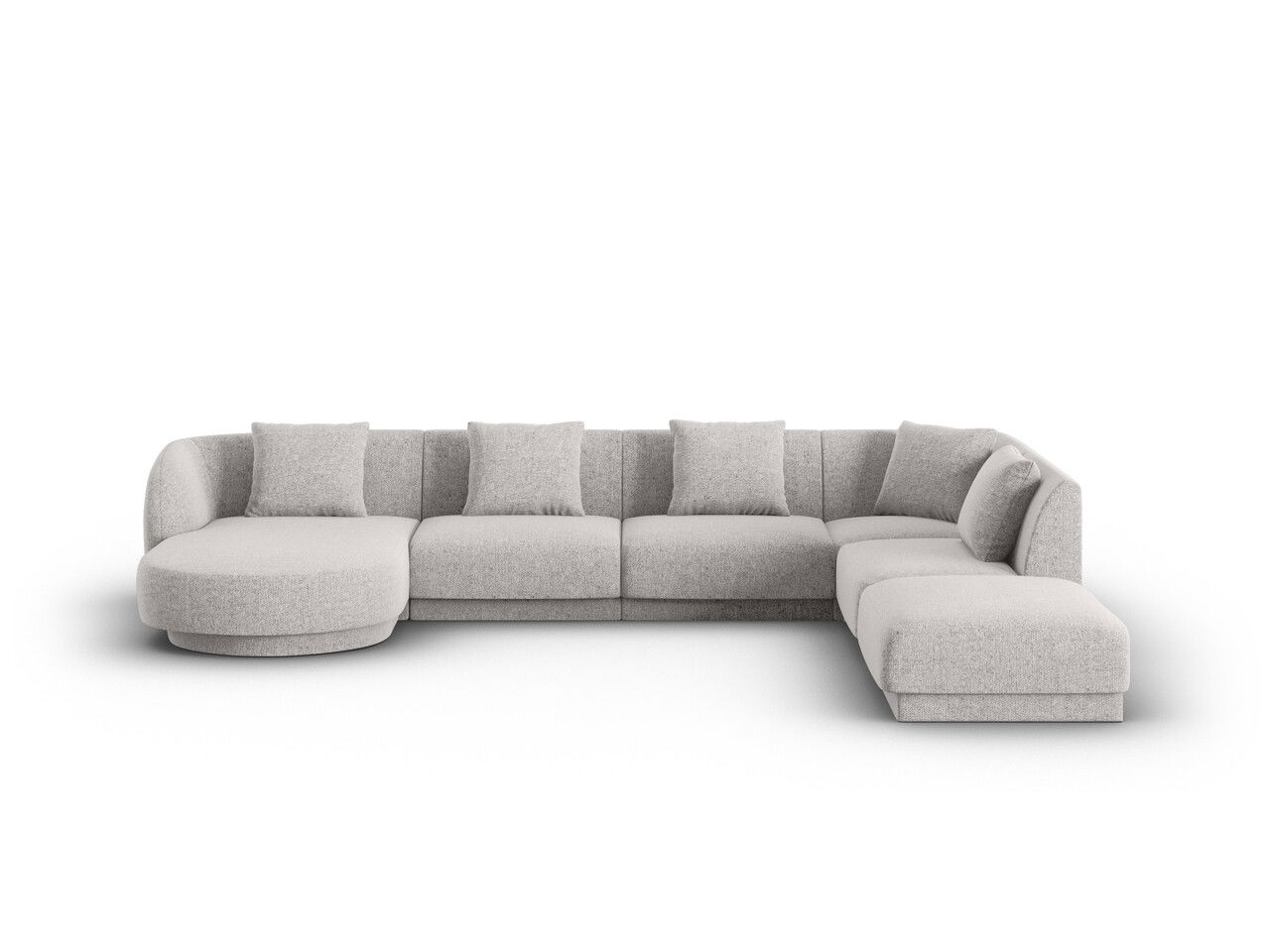 Coltar panoramic dreapta 6 locuri, Tulum, Cosmopolitan Design, 330x255x70 cm, tesatura chenille, gri deschis