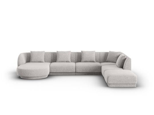 Coltar panoramic dreapta 6 locuri, Tulum, Cosmopolitan Design, 330x255x70 cm, tesatura chenille, gri deschis