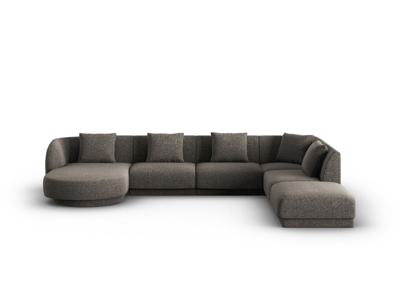 Coltar panoramic dreapta 6 locuri, Tulum, Cosmopolitan Design, 330x255x70 cm, tesatura chenille, gri
