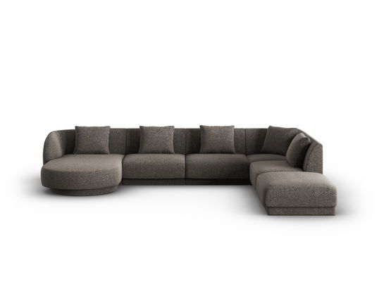 Coltar panoramic dreapta 6 locuri, Tulum, Cosmopolitan Design, 330x255x70 cm, tesatura chenille, gri