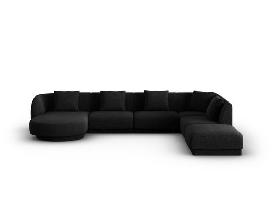 Coltar panoramic dreapta 6 locuri, Tulum, Cosmopolitan Design, 330x255x70 cm, tesatura chenille, negru