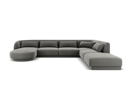 Coltar panoramic dreapta 6 locuri, Tulum, Cosmopolitan Design, 330x255x70 cm, catifea, gri deschis