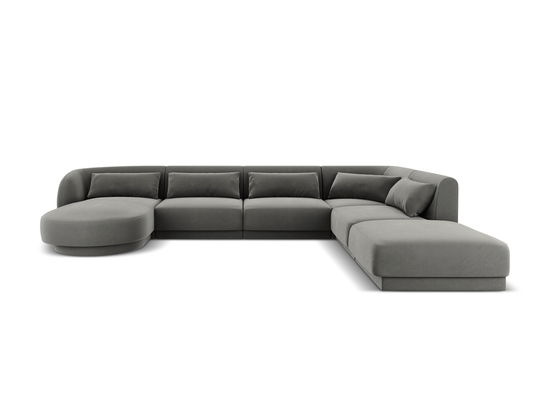 Coltar panoramic dreapta 6 locuri, Tulum, Cosmopolitan Design, 330x255x70 cm, catifea, gri deschis
