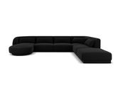 Coltar panoramic dreapta 6 locuri, Tulum, Cosmopolitan Design, 330x255x70 cm, catifea, negru