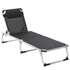 Outsunny Șezlong soare pliabil șezlong de grădină cu pernă de cap șezlong de camping până la 120 kg pentru parcuri în aer liber, grădină, negru | Aosom Romania